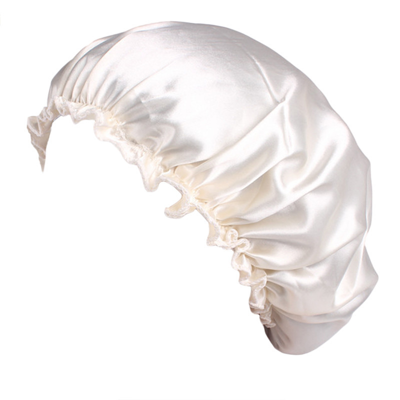 Gorro de dormir de encaje, gorro multifuncional para el cuidado del cabello, gorro de ducha, gorro de maquillaje de belleza, gorro de seda de imitación para el hogar, adecuado para rizado Natural