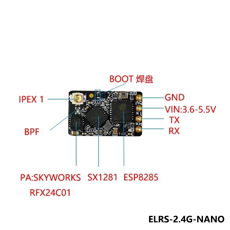 5PCS ELRS 915MHz / 2.4GHz NANO ExpressLRS Receiver With T type Antenna Support Wifi Upgrade for RC FPV Traversing Drones Parts