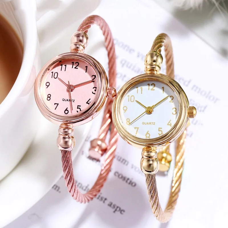 2 pçs moda de luxo relógio feminino ouro pulseira fina senhoras relógio para pulseira montre femme feminino relógio de pulso feminino relojes