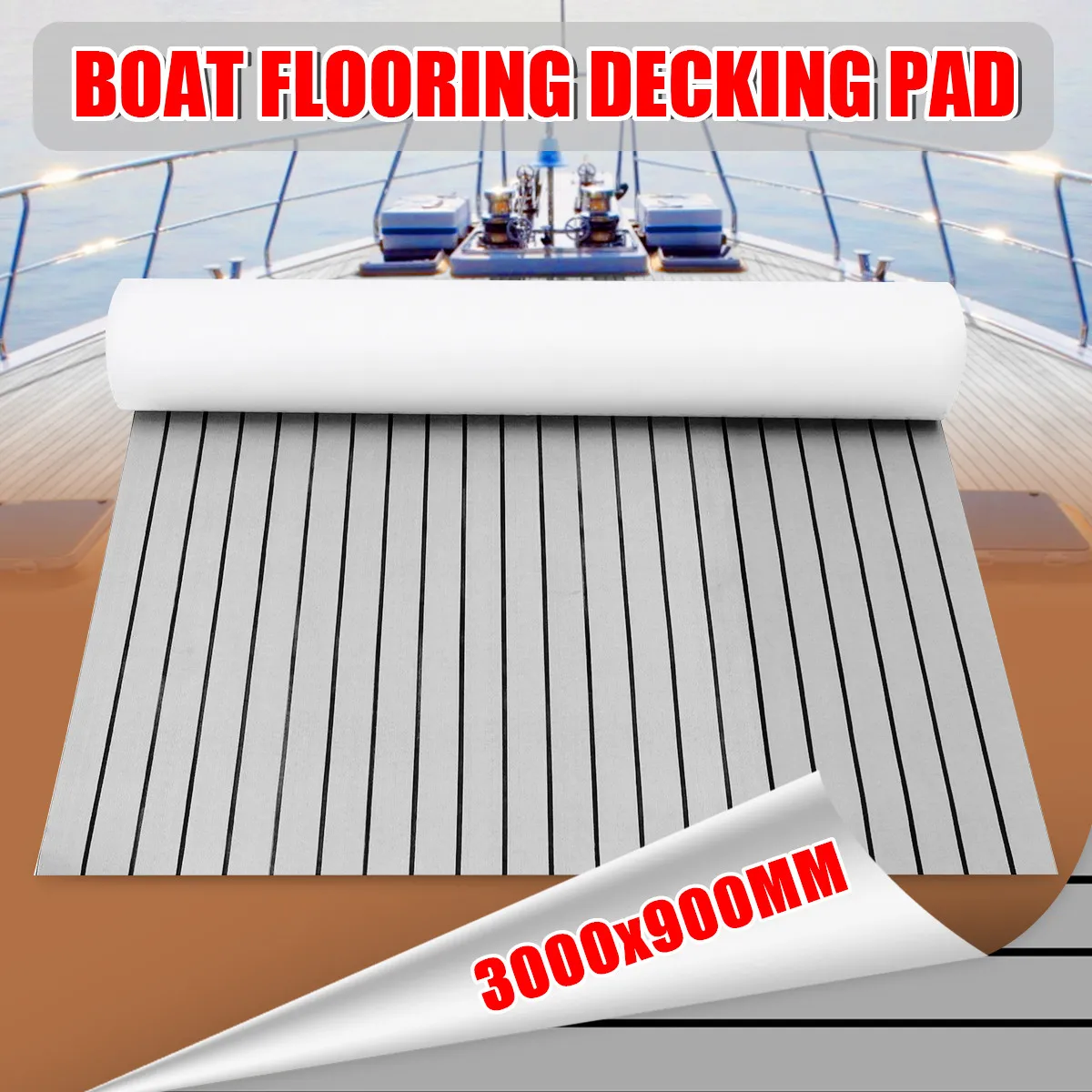 Pisos de barco de espuma eva, 3000x900x6mm, folha de deck de teca falsa, antiderrapante, almofada de piso de iate marinho, tapetes de deck de barco autoadesivos