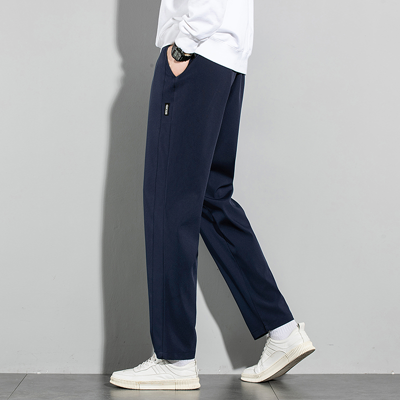 Pantalones de seda de hielo para hombre, novedad de verano 20225, pantalones informales de negocios finos negros y grises, pantalones de chándal de pierna recta transpirables elásticos para exteriores