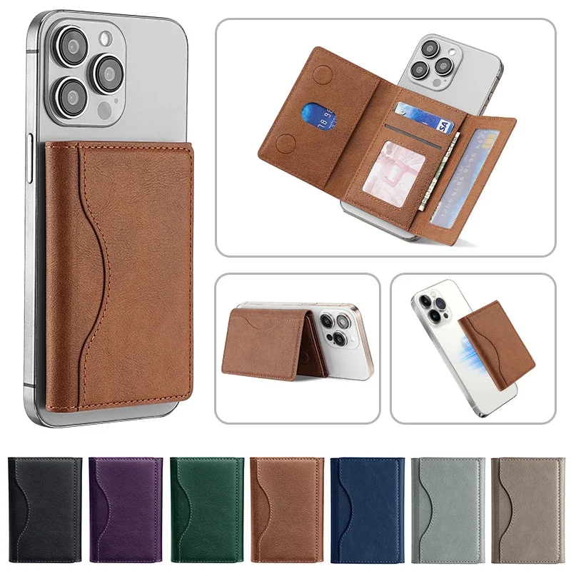 Tarjetero Magsafe para hombre, tarjetero magnético de cuero PU Unisex, cartera para Apple para IPhone 16 15 14 13 12 Pro Max Mini