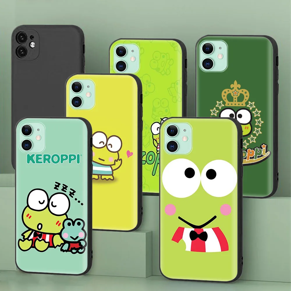 Casing Pelindung Hitam untuk Samsung Galaxy A7 J6 A6 J2 Core A9 J8 J4 A8 Plus Prime Sampul Lembut Kerokero Keroppi