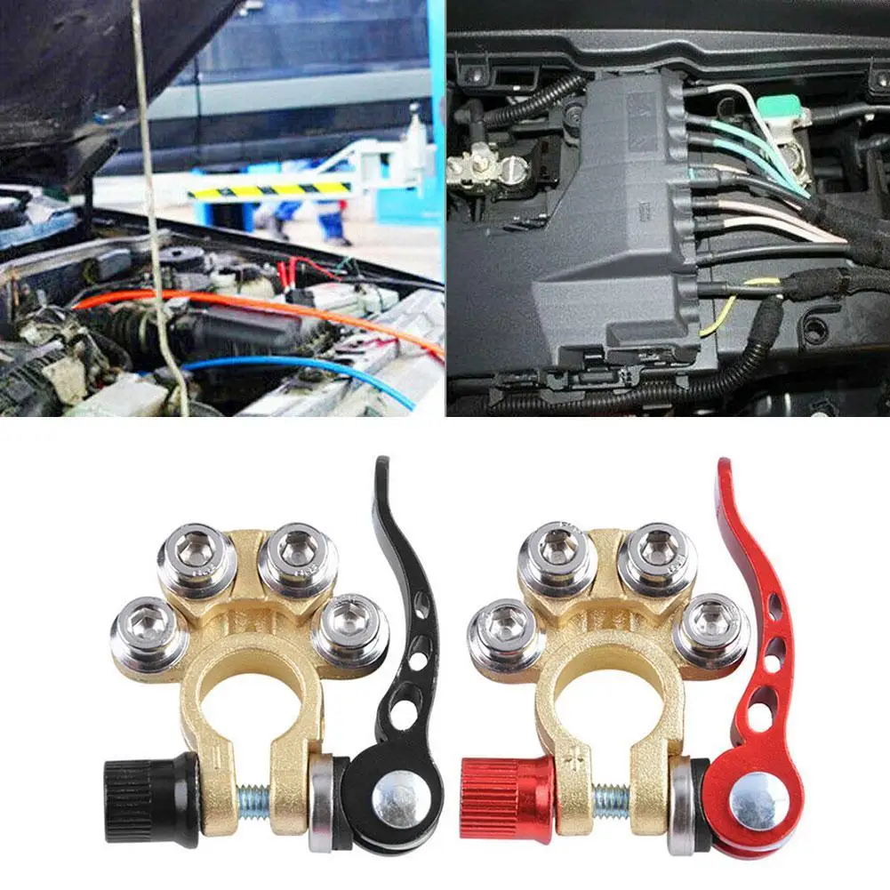 Aluminiumlegierung Autobatterieklemme 12V 24V Positive Negative Power Lug Posts Quick Release Top Clip Connectors