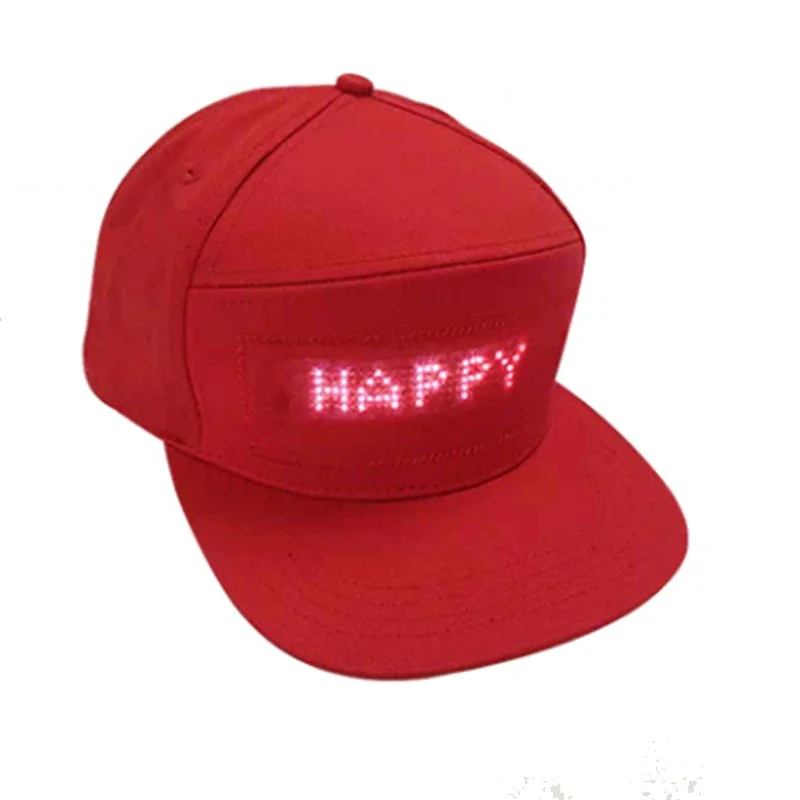 Sombreros con mensaje LED programable por aplicación, gorra de béisbol deportiva luminosa, luz intermitente Led, sombrero y gorra con pantalla LED recargable por USB