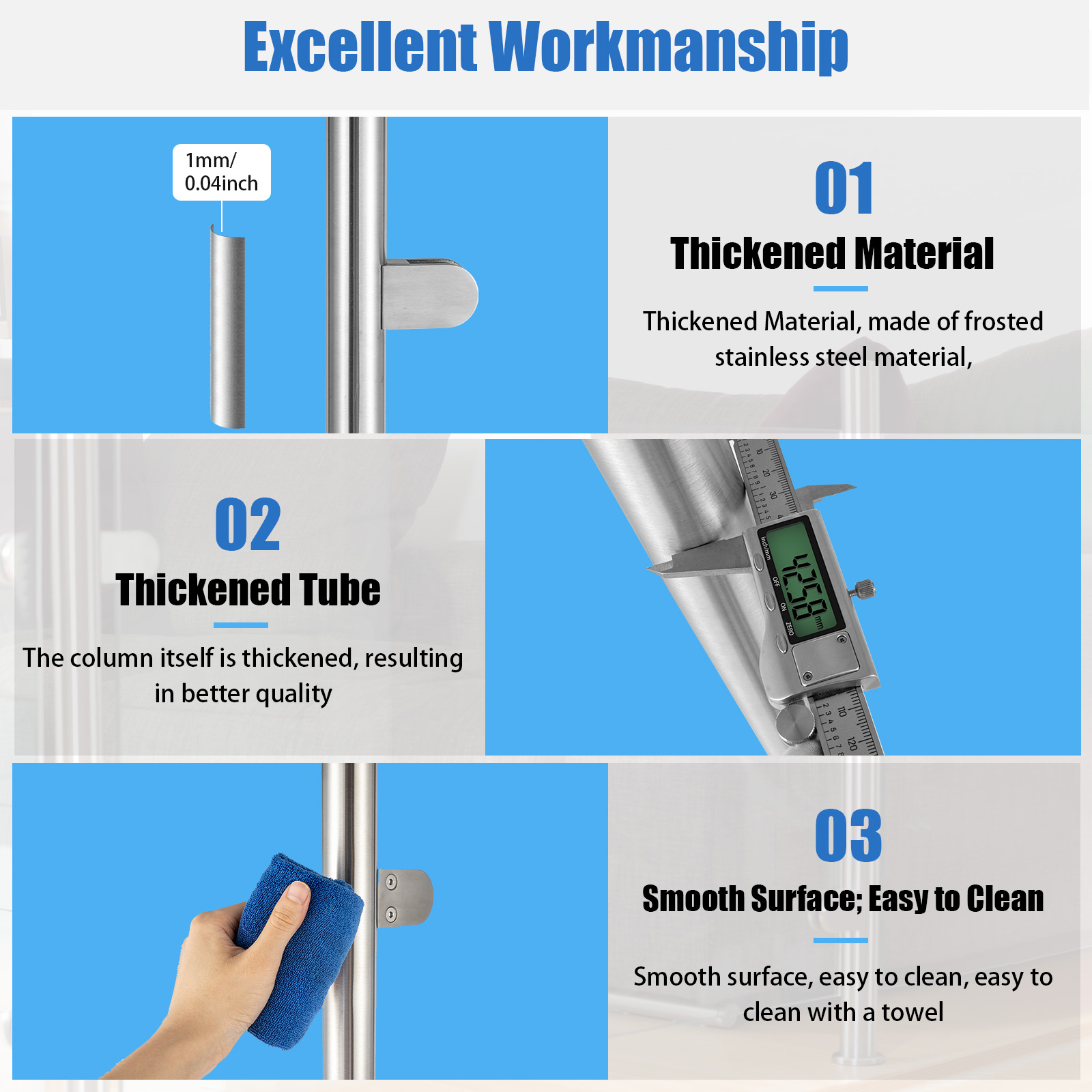 304 Stainless Steel Glass Balustrade Postsfor 6-17mm Toughened Balustrade Posts Balustrades and Handrails Garden Stairs Post