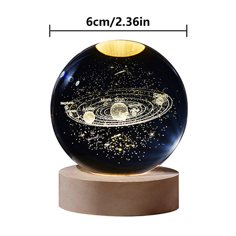 USB LED Night Light Galaxy com Bola de Cristal Lâmpada do Planeta Lua 3D, Lâmpada de mesa para quarto, decoração de casa, festa infantil, presentes de aniversário para crianças