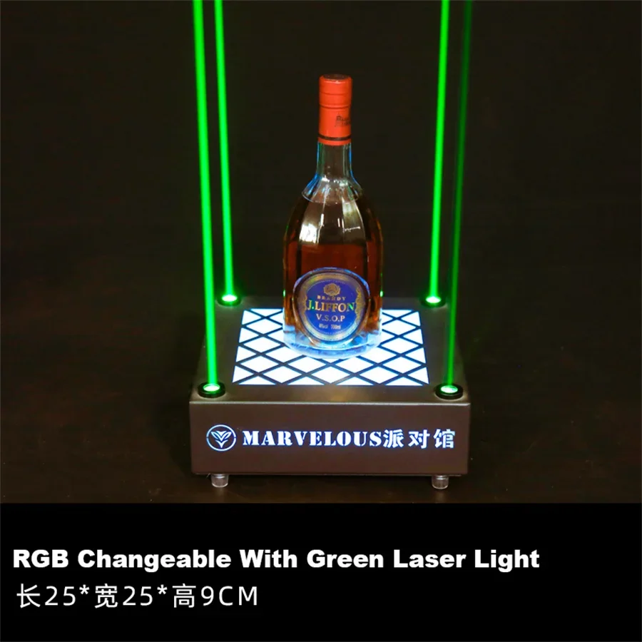 Bar brilhante vinho champanhe glorificador vip garrafa de licor apresentador com luz laser boate ktv servindo bandeja vinho rack exibição