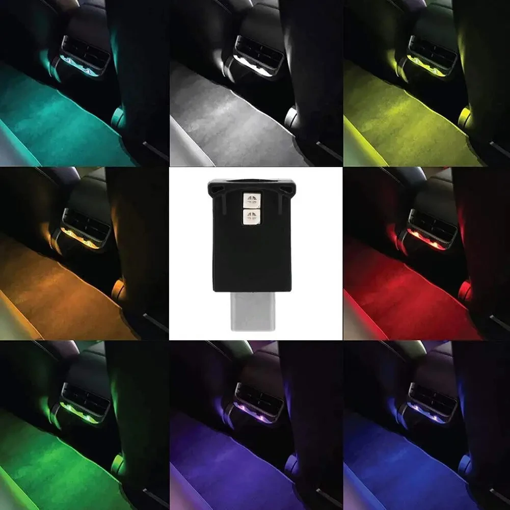 Tipo C Led Luz Ambiente 8 Cores RGB Brilho Gradiente Dinâmico Ajustável Lâmpada de Atmosfera Interior do Carro