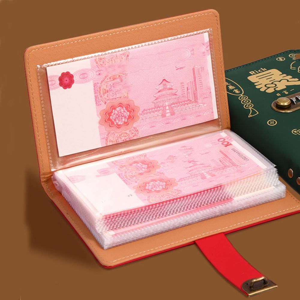 50 Blatt Geld sparen Binder Tragbare PU Leder Planer Organizer Sparhandbuch Brieftasche Lagerung Kontobuch