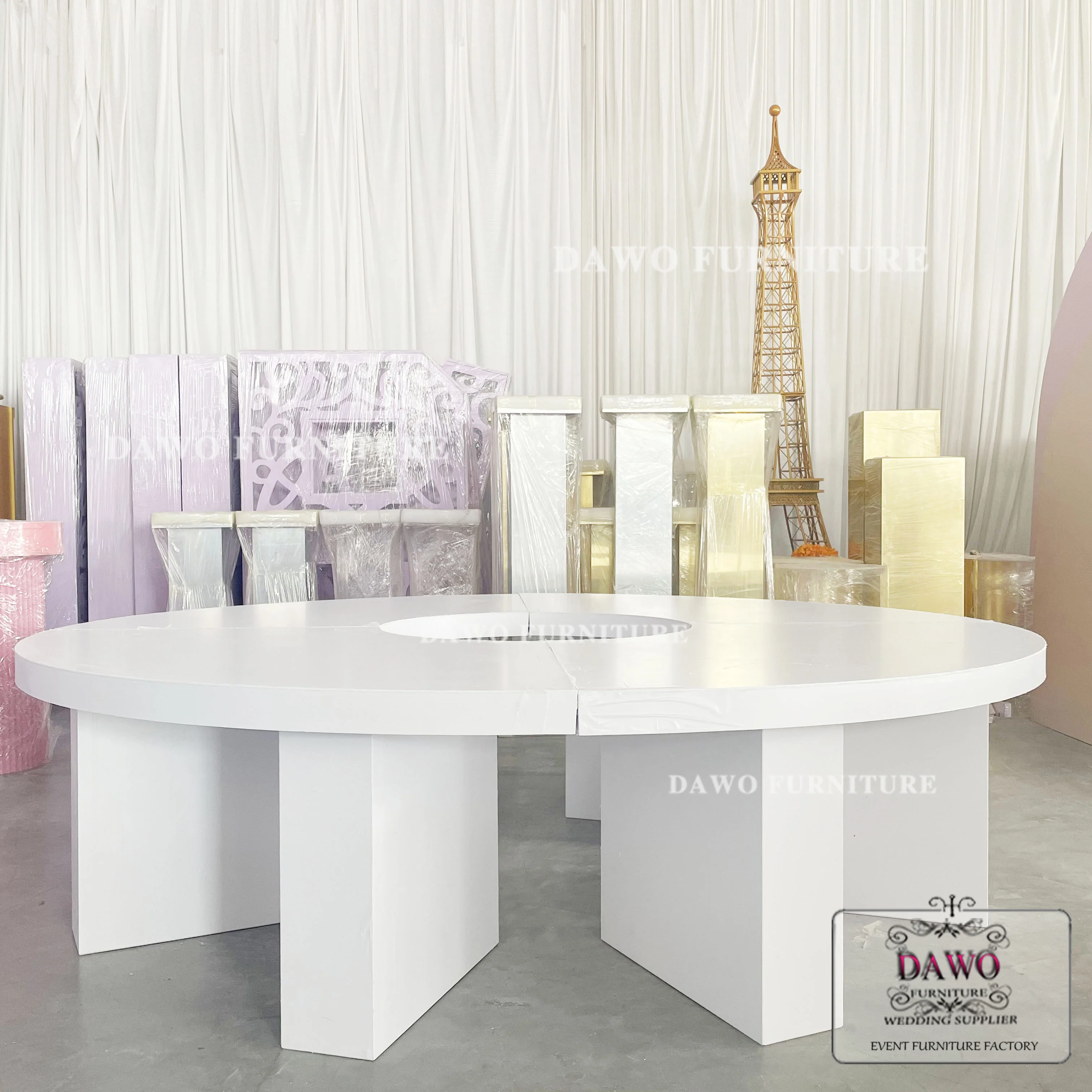 Children Kids Table White Plastic Mdf Big Round Event Party Table