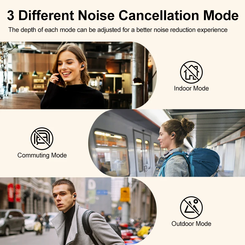 QCY HT07 ANC Wireless Earphones 40dB Noise Cancelling TWS Earbuds 6 Mic AI HD Call Bluetooth 5.2 HiFi Headphone 32H Playback