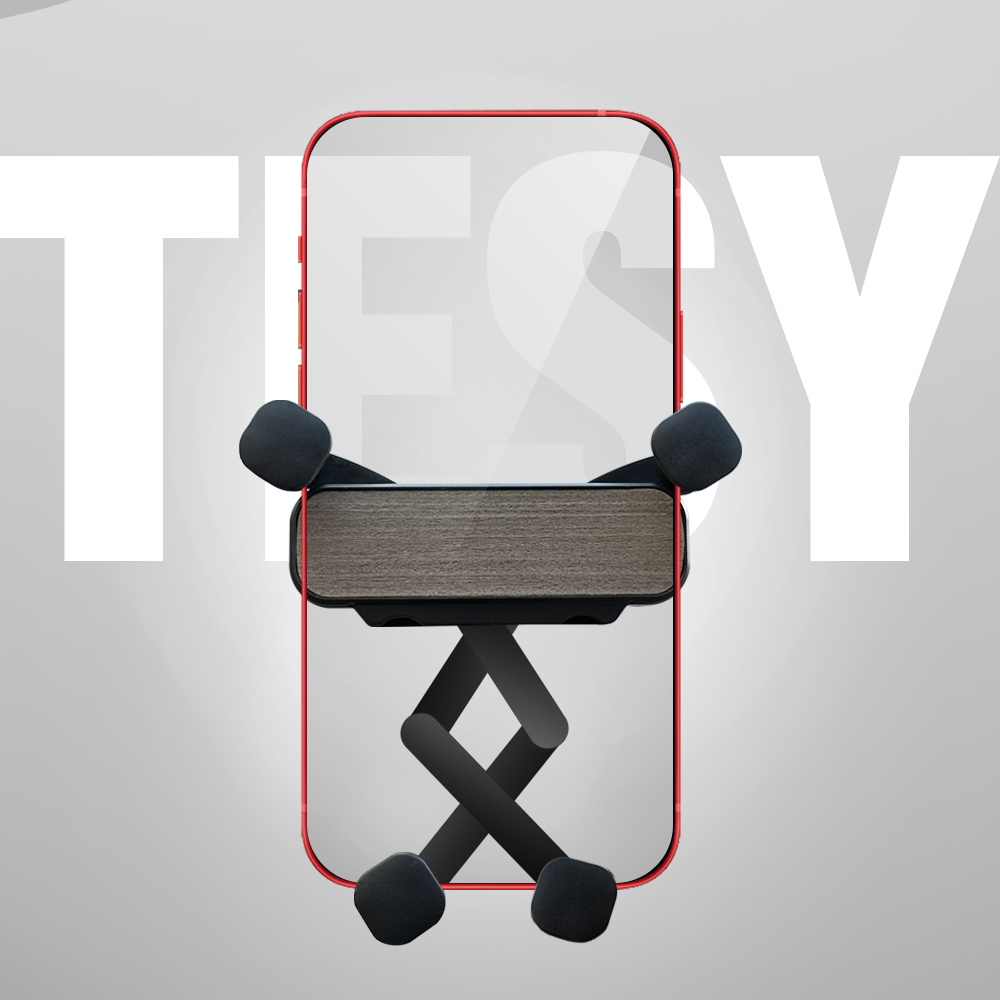 For Tesla Model Y 2020 2021 2022 2023 2024 Car Phone Holder Wooden Gravity Support Mount Bracket Vent Clip Air Outlet Snap-in