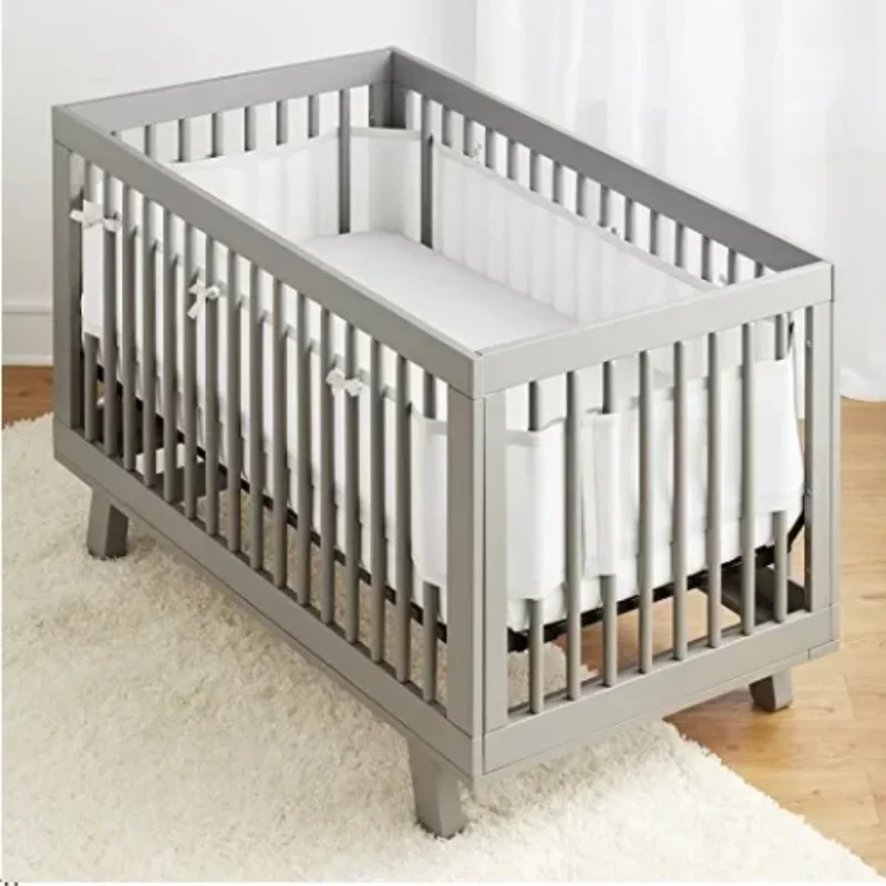 Forro de cama de malla transpirable, valla de cuna de bebé de 4 paneles, barandilla de algodón, parachoques grueso, Protector de cuna alrededor de una pieza, decoración de habitación de bebé