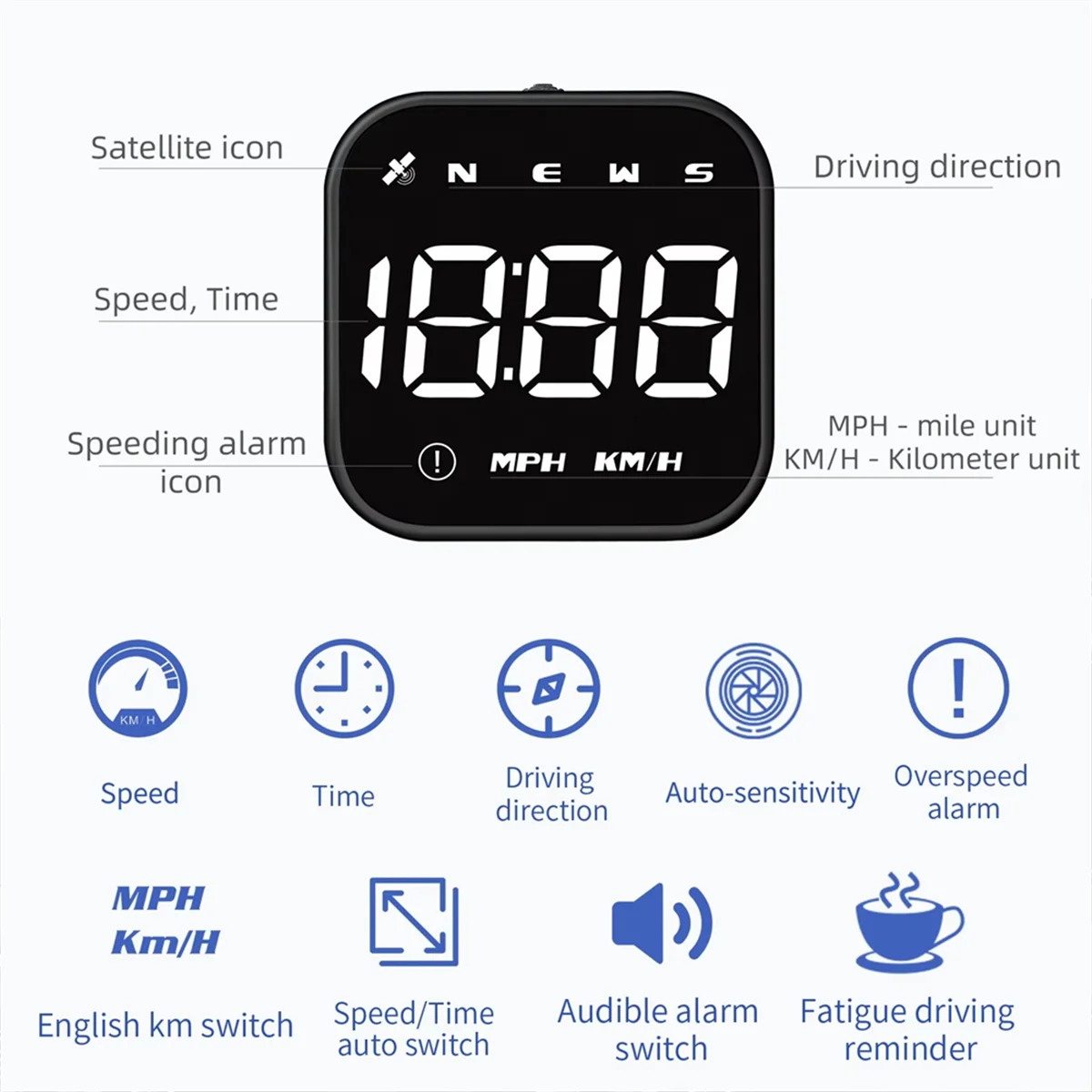 BABQ G4 Head-Up Display LED Auto Speedometer Smart Digital Alarm Reminder GPS for HUD Car Accessories