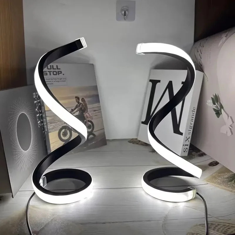 Nowoczesna lampka nocna LED 2025, deformowalna spiralna lampka stołowa, lampka nocna do biura, salonu, sypialni, dekoracyjna lampka nocna.
