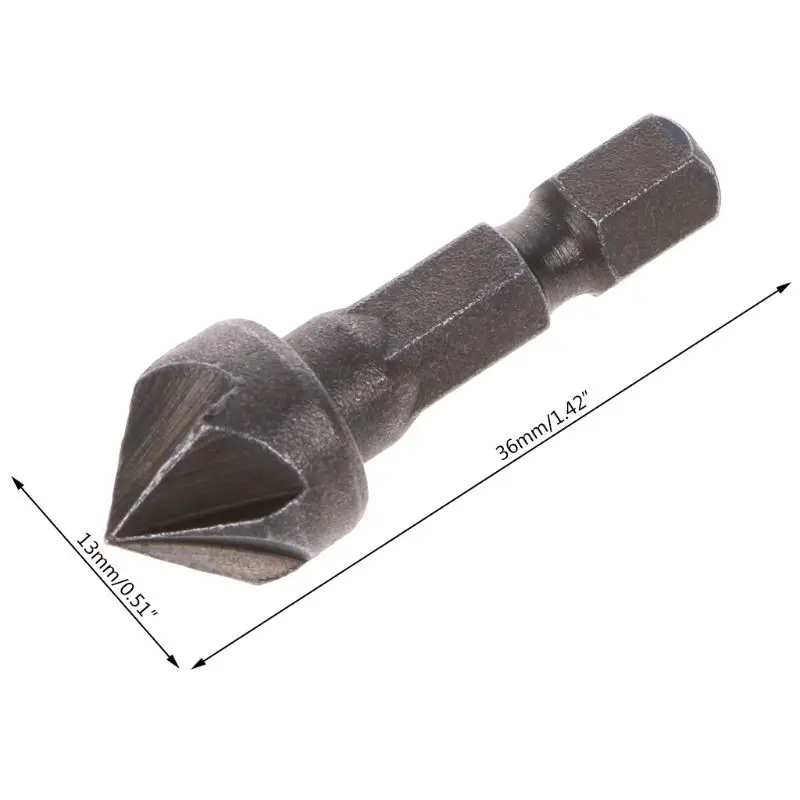 90 Degree Countersink Drill Chamfer Bit 1/4" Hex Shank Carpentry Woodworking Angle Point Bevel Cutting Cutter Remove Bur