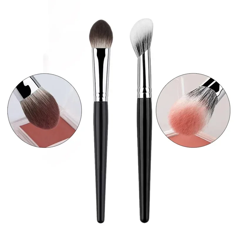 1/2Pcs Peach Heart Blusher Brush - Small Flat Precise for Powder/Cream/Liquid Blush, Makeup Tool