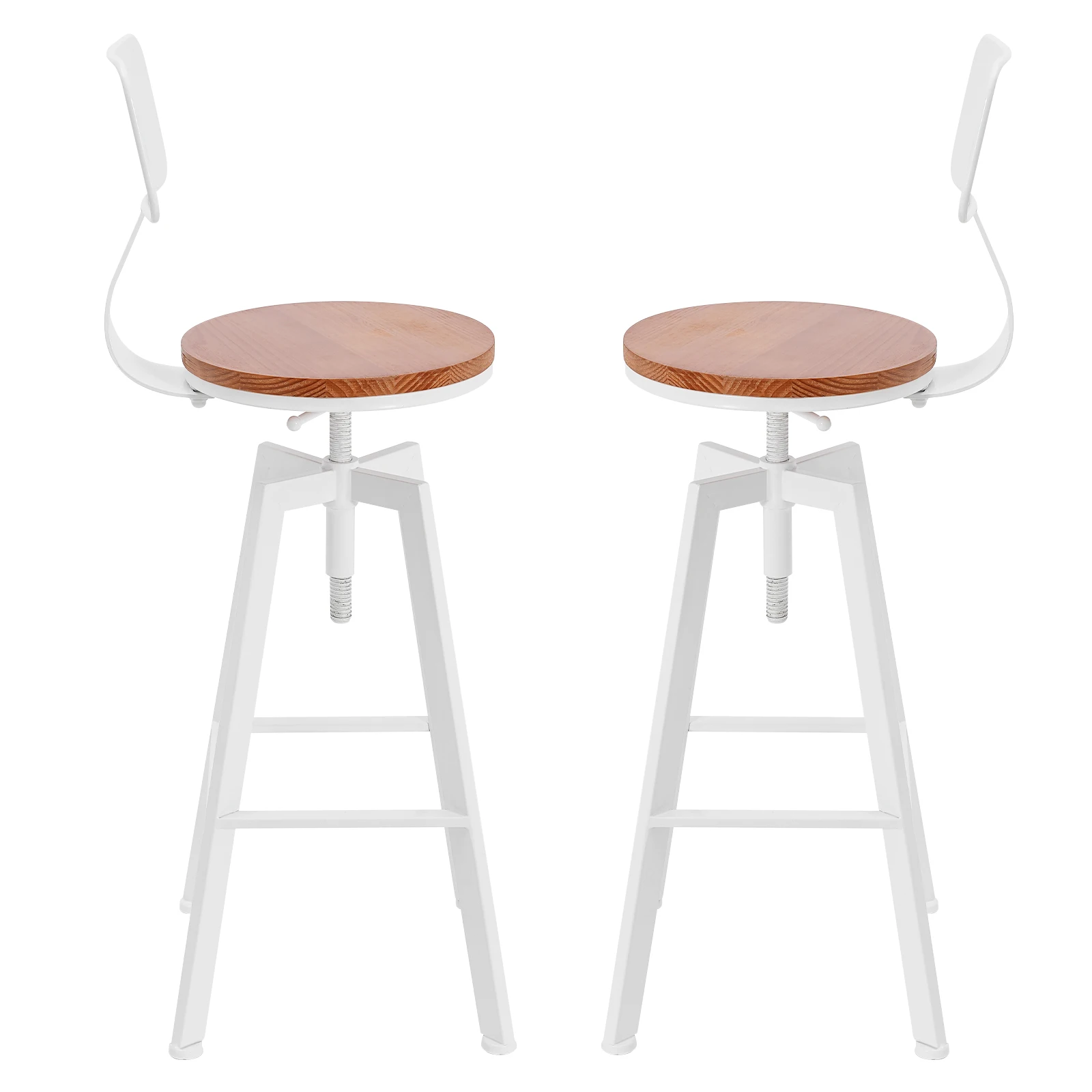 Conjunto de bancos de bar par de bancos de bar de ferro forjado branco com encosto de altura ajustável bancos modernos