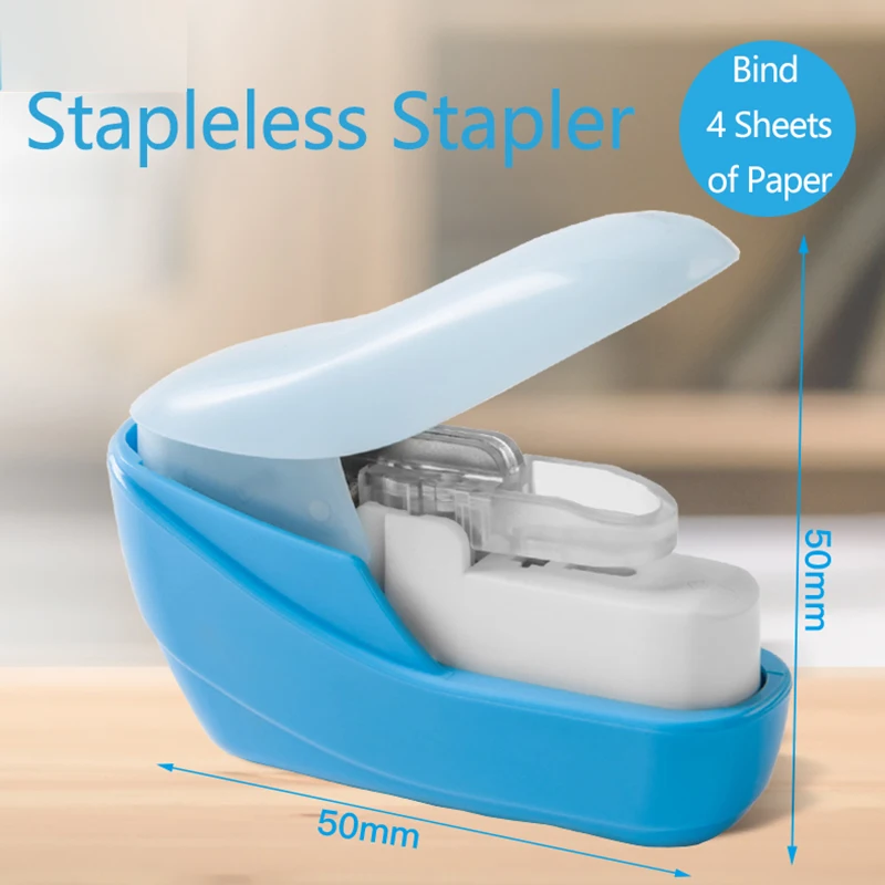 หนังสือเย็บกระดาษ Mini แบบพกพา Stapleless Stapler อุปกรณ์สํานักงานโรงเรียน