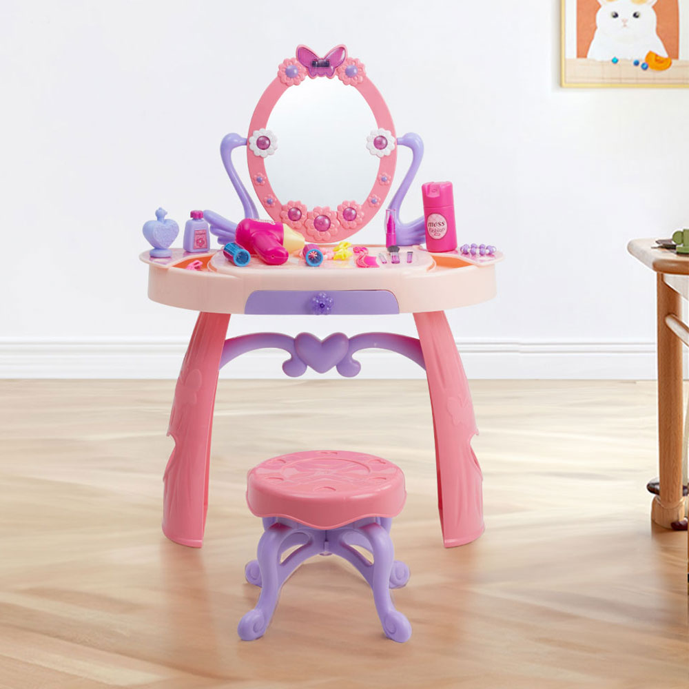 Children's dressing table toy set with stool, mirror, drawer Children's dressing table girl exquisite gift game makeup table