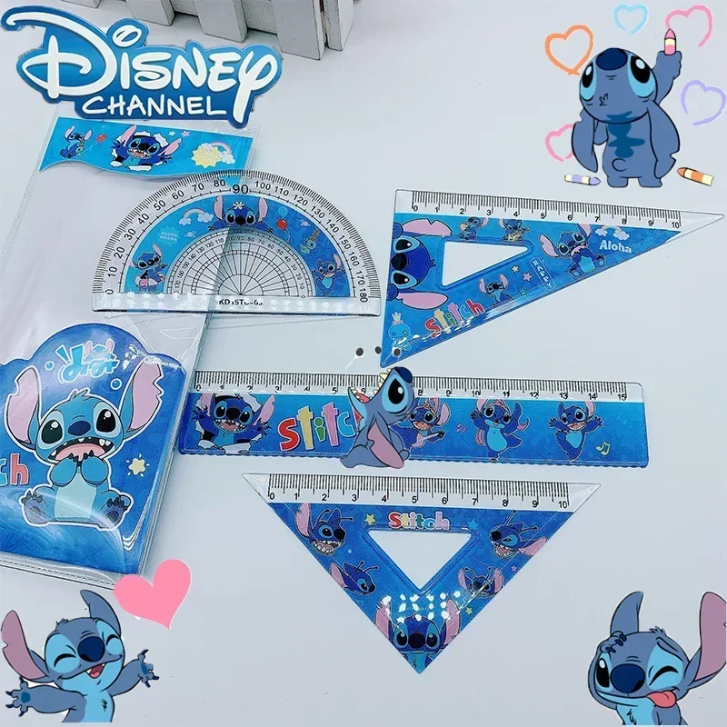 1 set Disney Stitch set di righelli creativi studente studio cancelleria righelli triangolo goniometro materiale scolastico regalo per bambini all'ingrosso