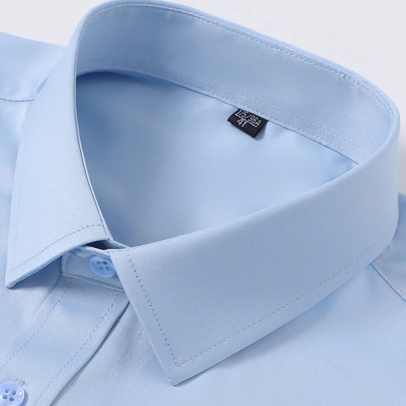 Camicie da uomo antirughe elastiche di alta qualità Maniche lunghe Slim Fit Camisa Business Camicetta formale Camicia bianca sociale da uomo S ~ 8XL