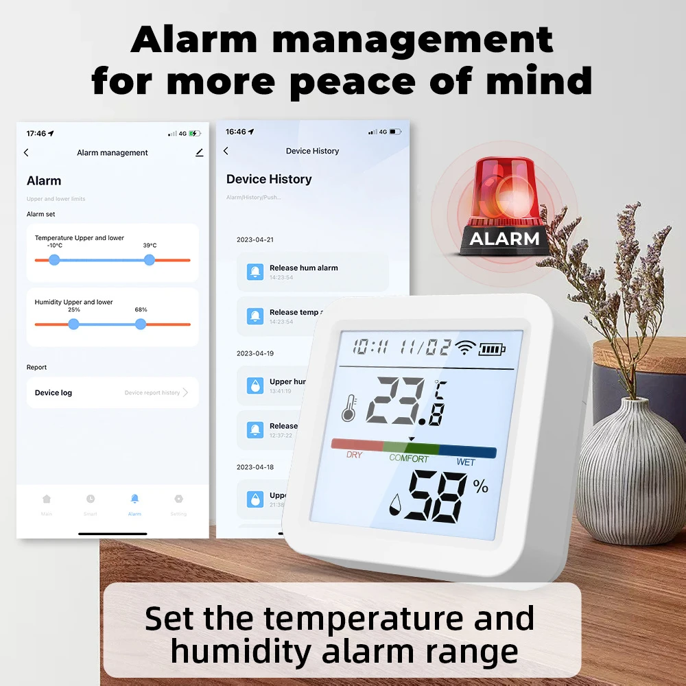 Tuya-Sensor inteligente de temperatura y humedad, WiFi/Zigbee con retroiluminación, higrómetro interior, termómetro, Control por voz a través de Alexa y Google