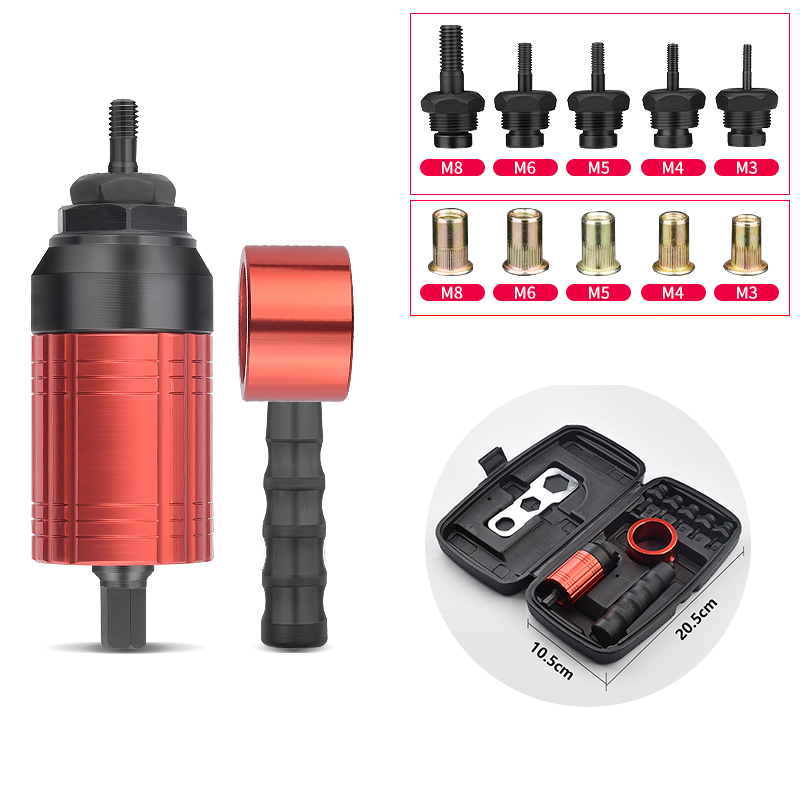Elektrische Niet Mutter Pistole M3 M4 M5 M6 M8 Cordless Nieten Elektrische Bohrer Adapter Werkzeug Pull Niet Pistole Aluminium Nagel gun