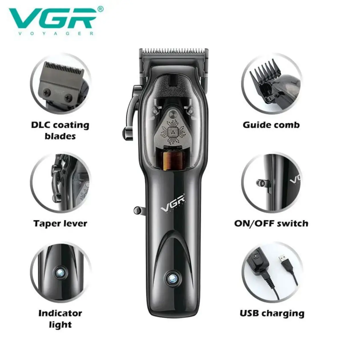 오리지널 VGR 헤어 트리머, 무선 헤어 클리퍼, 전기 헤어 클리퍼, 전문 헤어 클리퍼, 남성용 헤어 클리퍼 V-653
