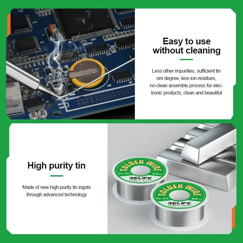 RELIFE RL-445 High Purity Solder Wire Rosin Core Tin Wire Various Electronic Soldering Welding Tools 0.3/0.4/0.5/0.6mm 25g