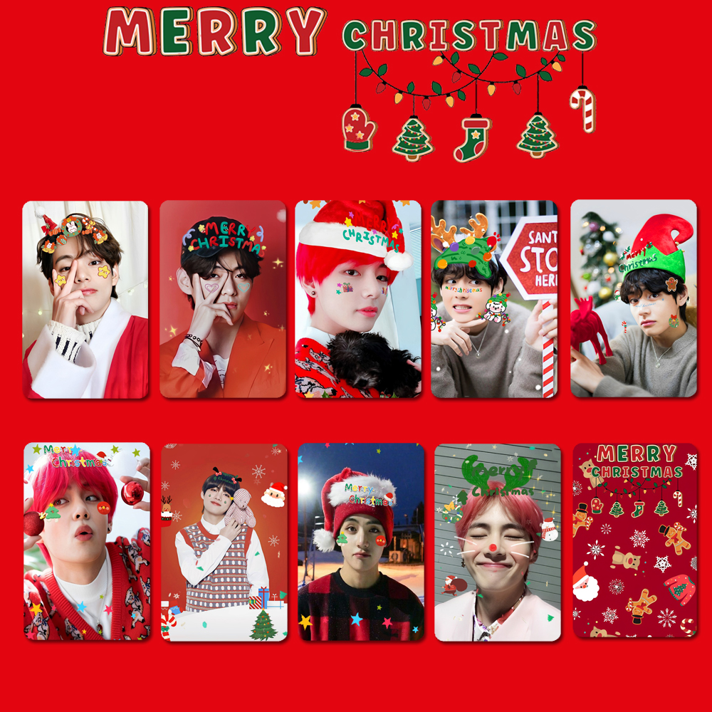 9 ピース/ロットメリークリスマス Kpop フォトカードホログラフィックレーザー写真プリント写真ポストカードファンのためのギフト Accessoires グッズ
