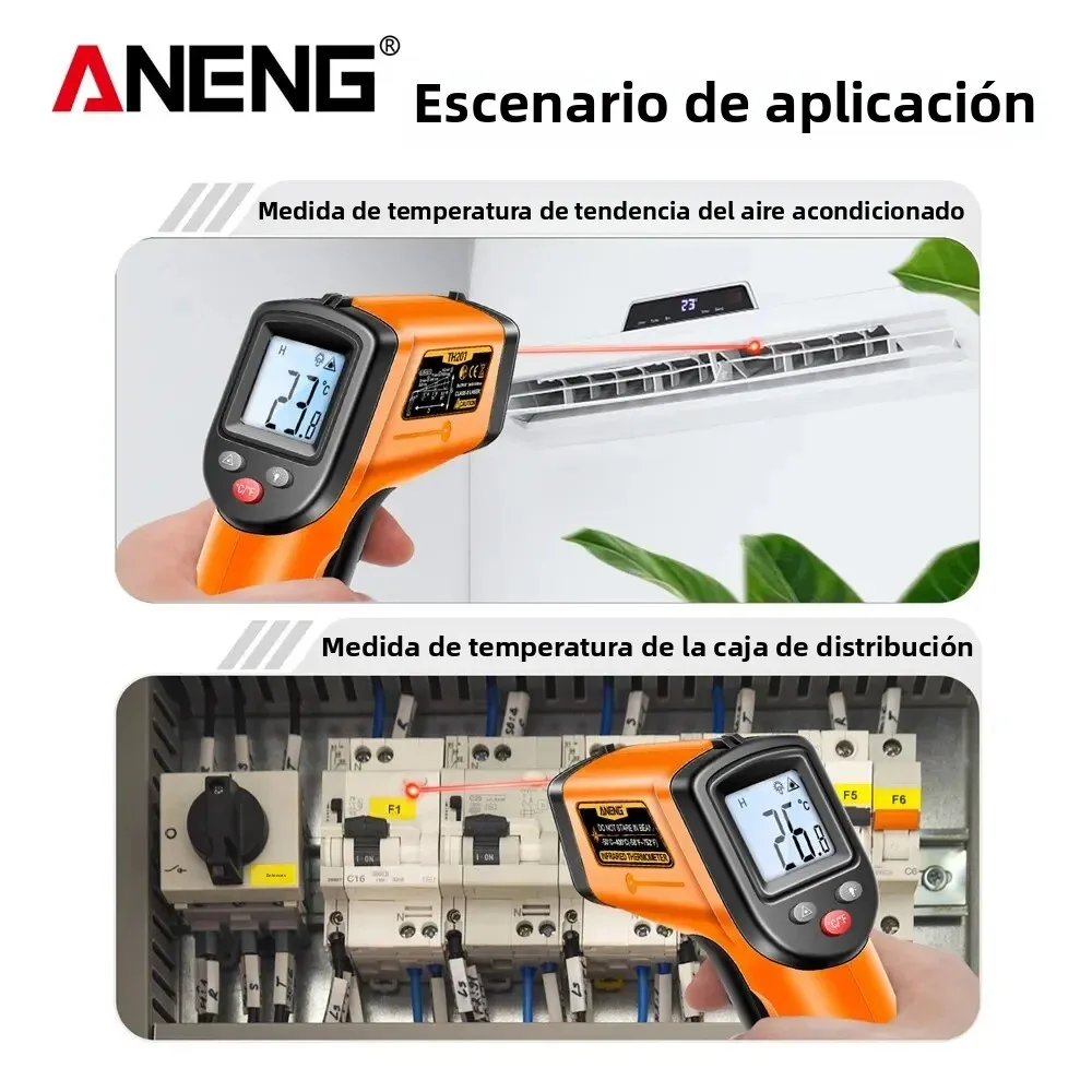 ANENG TH201 Celsius pantalla termómetro infrarrojo Digital higrómetro de pistola de medición de temperatura sin contacto altamente sensible