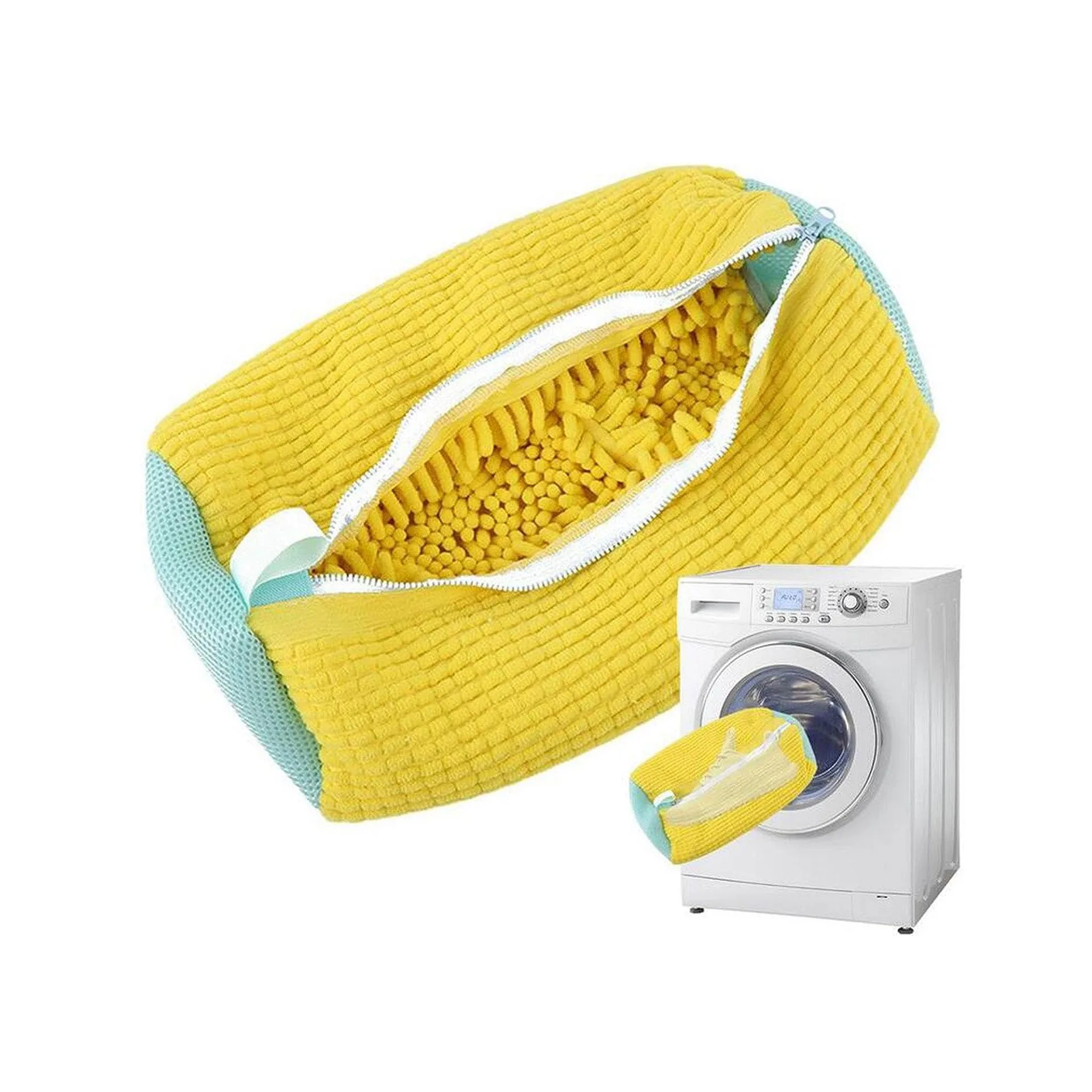 Bolsa de lavado de red acolchada, Protector de zapatos de lavandería, fibras esponjosas, zapatos de lavado de poliéster, bolsa de lavandería amigable con la máquina, bolsas de secado
