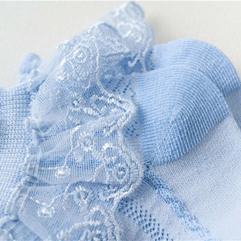 Calzini di pizzo per bambini per ragazze: calzini di cotone per la primavera e l'autunno, Design sottile, stile giapponese, calzini corti da principessa in pizzo per