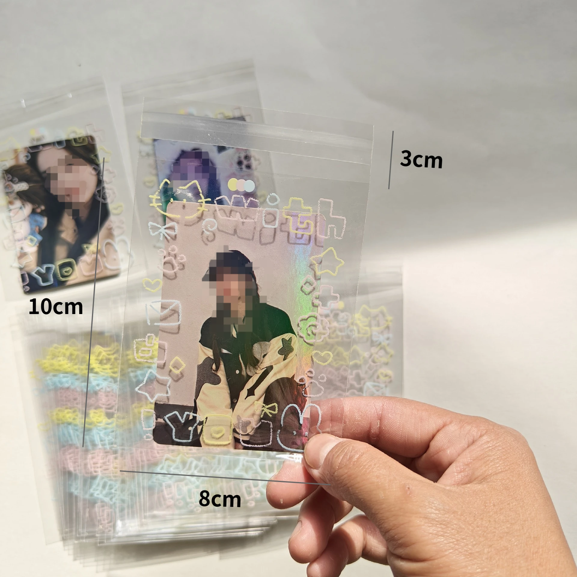 ซองใส่การ์ดแบบใส ติดด้วยตนเอง สำหรับสะสมการ์ดรูปภาพ การ์ดอนิเมะ การ์ด K-POP ของขวัญ บรรจุภัณฑ์ OPP ถุงพลาสติก