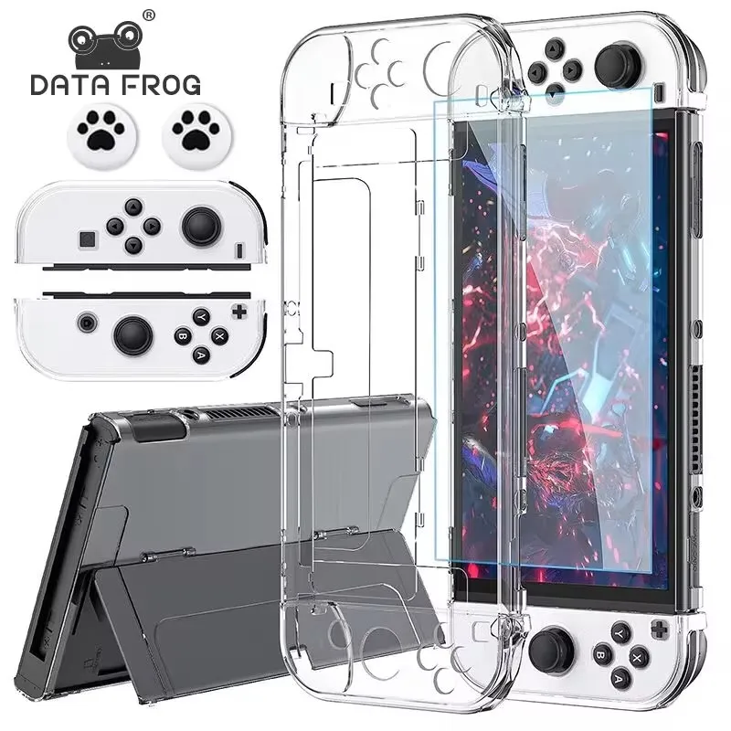 DATA FROG Crystal Shell Schutzhülle Cover Tible-Nintendo Switch OLED Konsole Schutzhülle Spielkonsole Zubehör