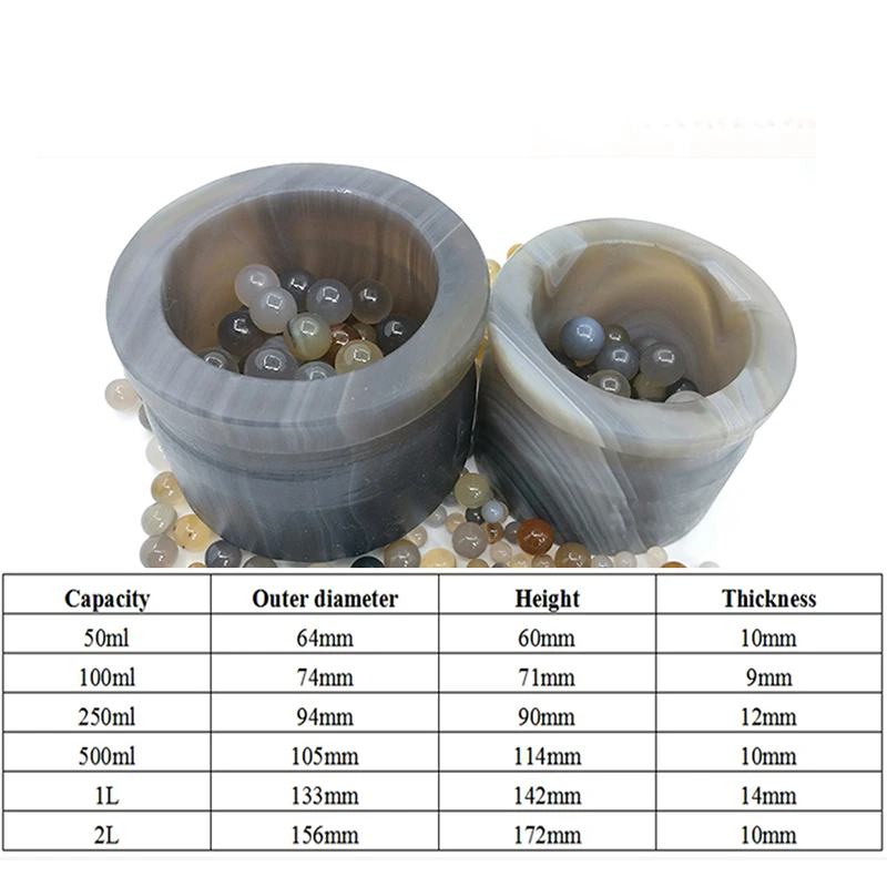 Agate Grinding Jars Grade A Type Agat Pot 50ml 100ml 250ml 500ml 1L 2L Agate Tanks Laboratory Ball Mill Machine Accessories