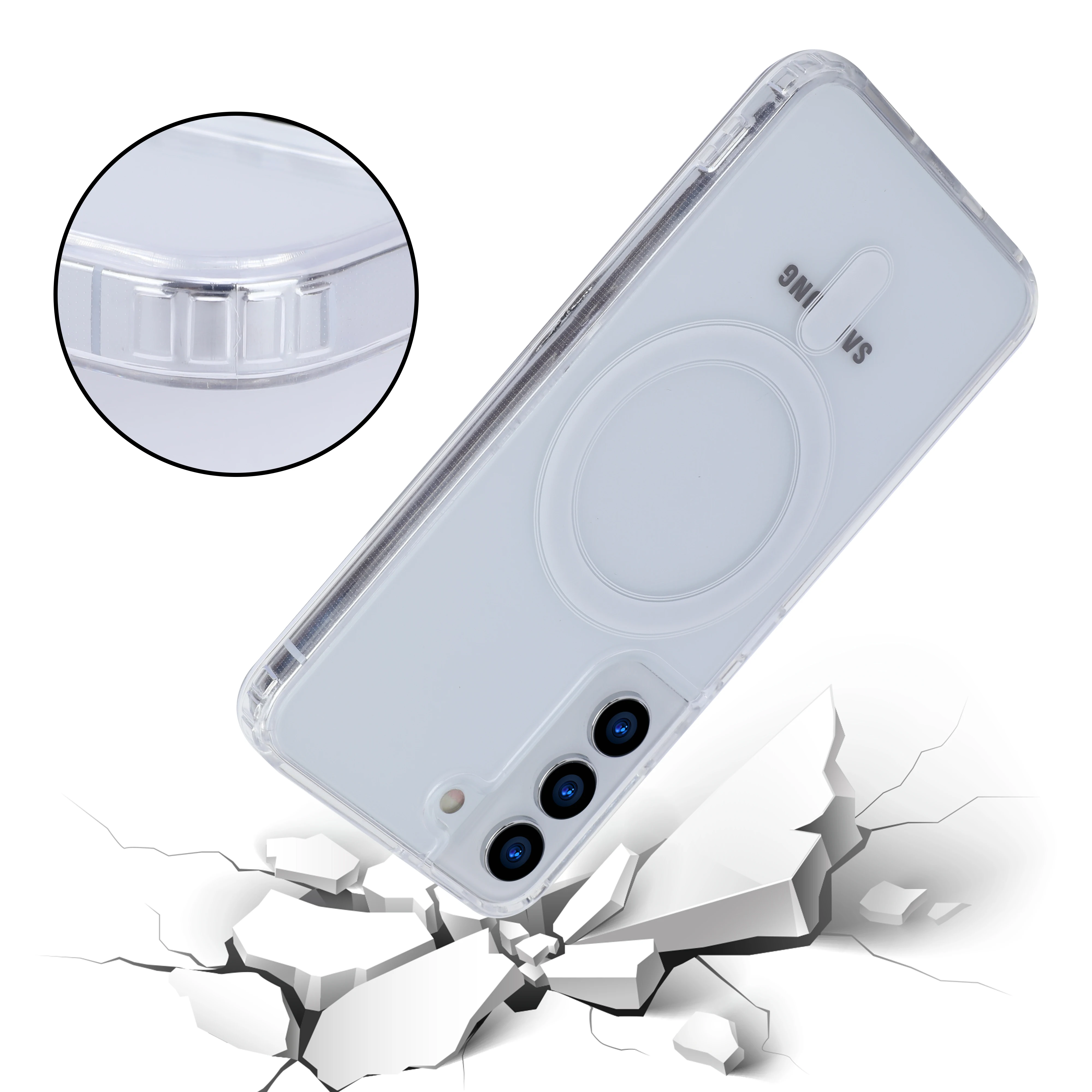 Capa magnética transparente para samsung galaxy s25 s24 s23 s22 s21 s20 plus ultra fe carregamento sem fio à prova de choque capa traseira