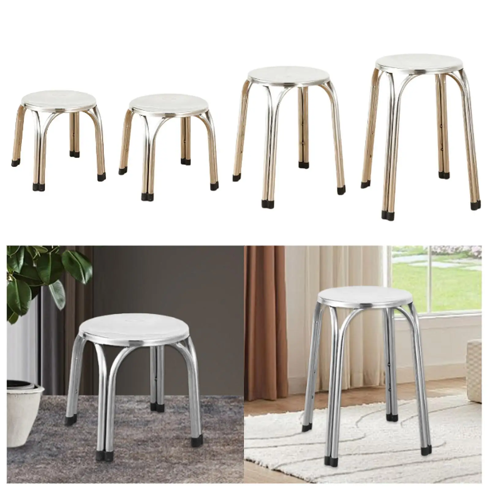 Stacking Stool Round Stainless Steel Nonslip Portable Nesting Sturdy Classroom Stools Furniture Stools. for Home Living Room