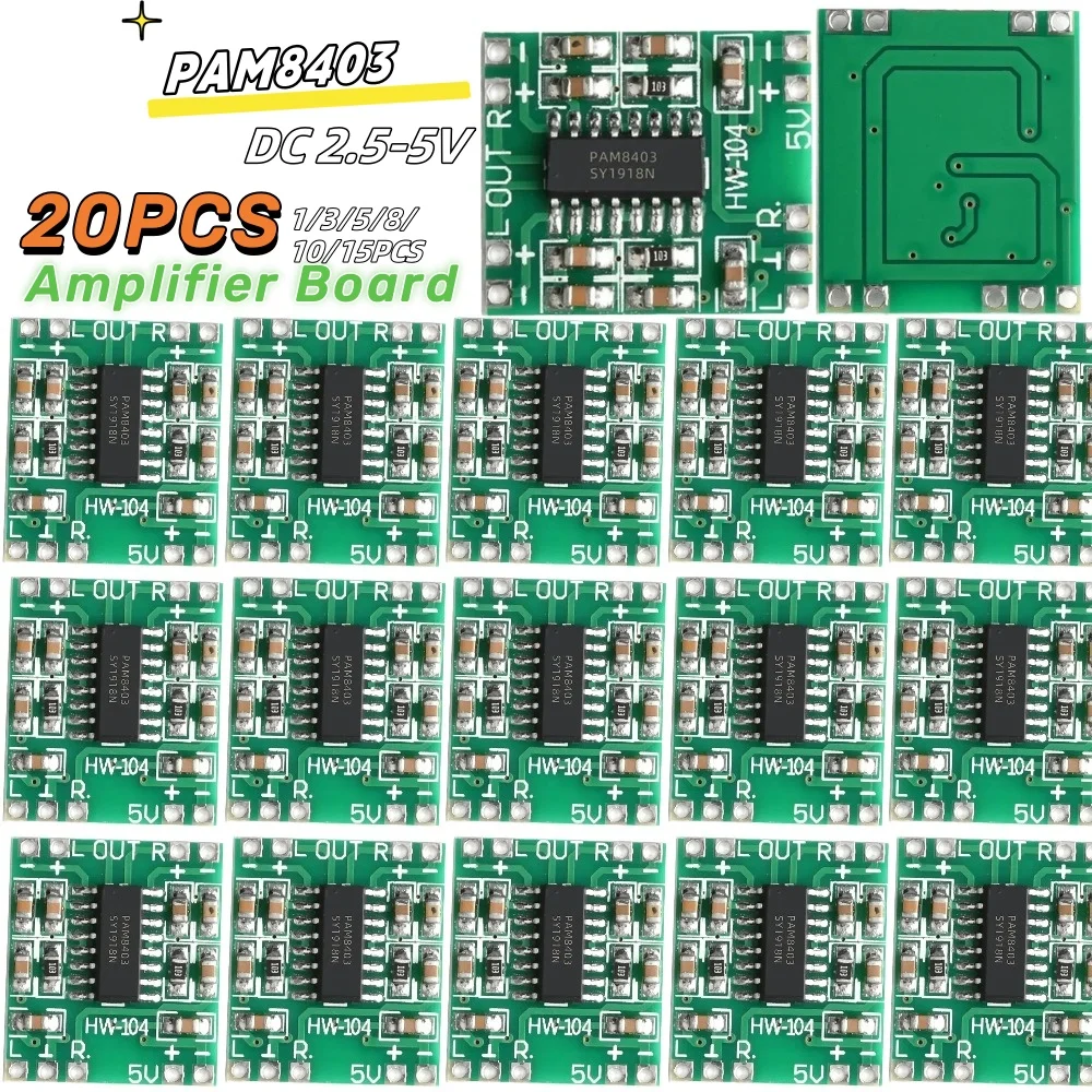 1-20 шт. PAM8403 аудио 2x3 Вт PAM 8403 мини-цифровая плата усилителя мощности для модуля стерео аудио усилителя класса D мощность 5 В