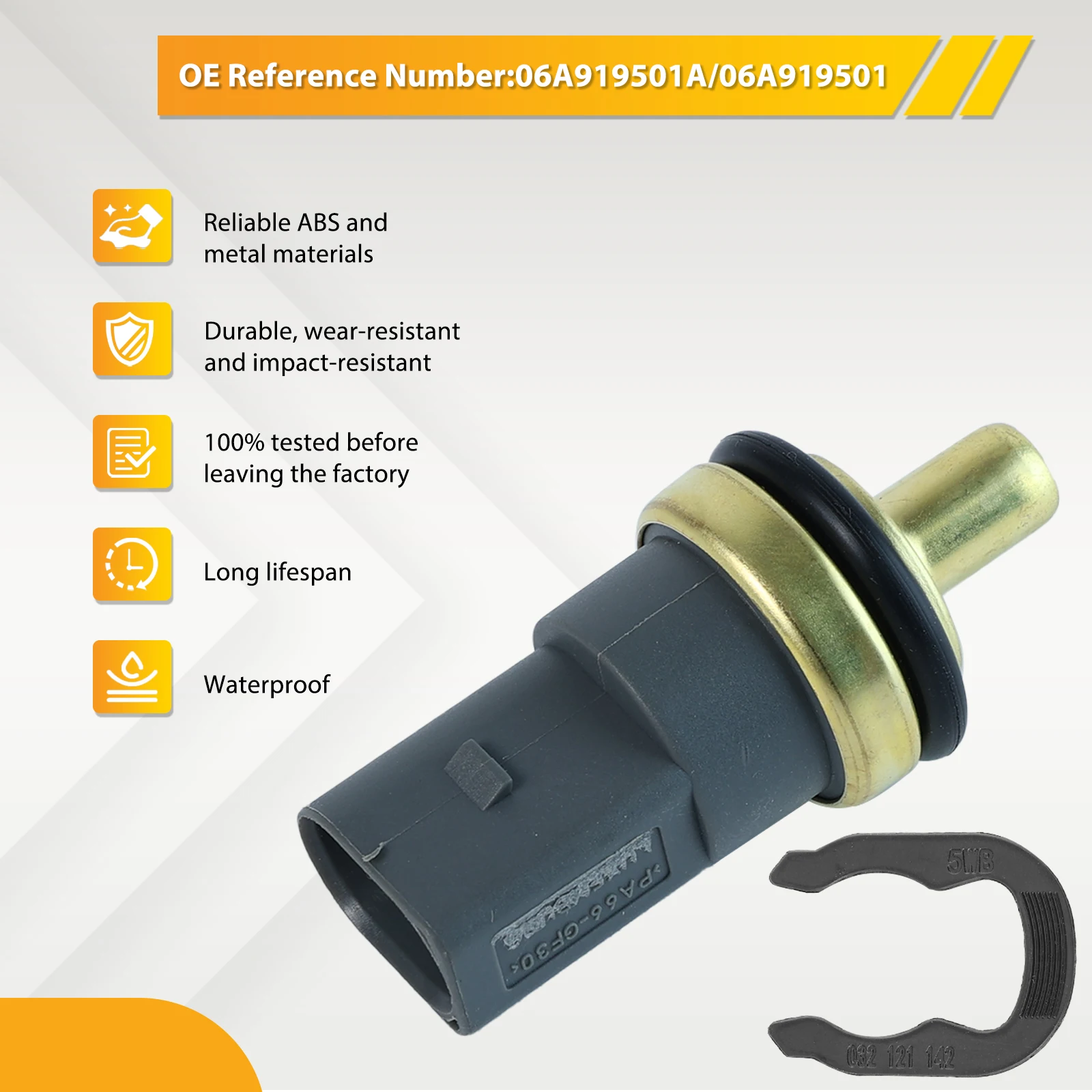 06A 919501 Um sensor de temperatura do líquido refrigerante do motor com anel O para Audi A3 A4 A5 A6 VW GOLF Seat Skoda 06A 919501   06A 919 501A 06A 919 501