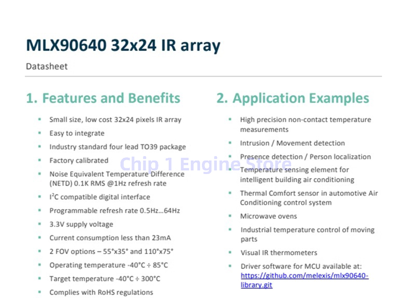 Neuer und originaler MLX90640 Wärmebild-Temperatursensor 32x24 IR Infrarot-Array MLX90640ESF-BAB-000-TU