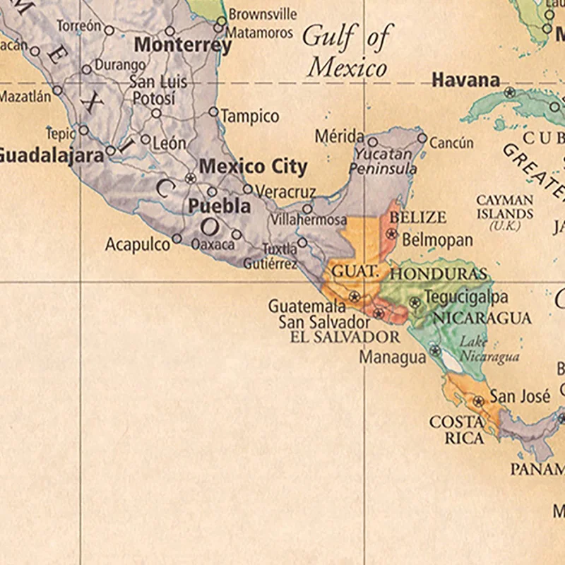 Mapa del mundo decorativo de 120x80cm, edición clásica, mapa en aerosol de vinilo, imagen colgante, impresiones de carteles para la escuela, hogar, suministros de oficina