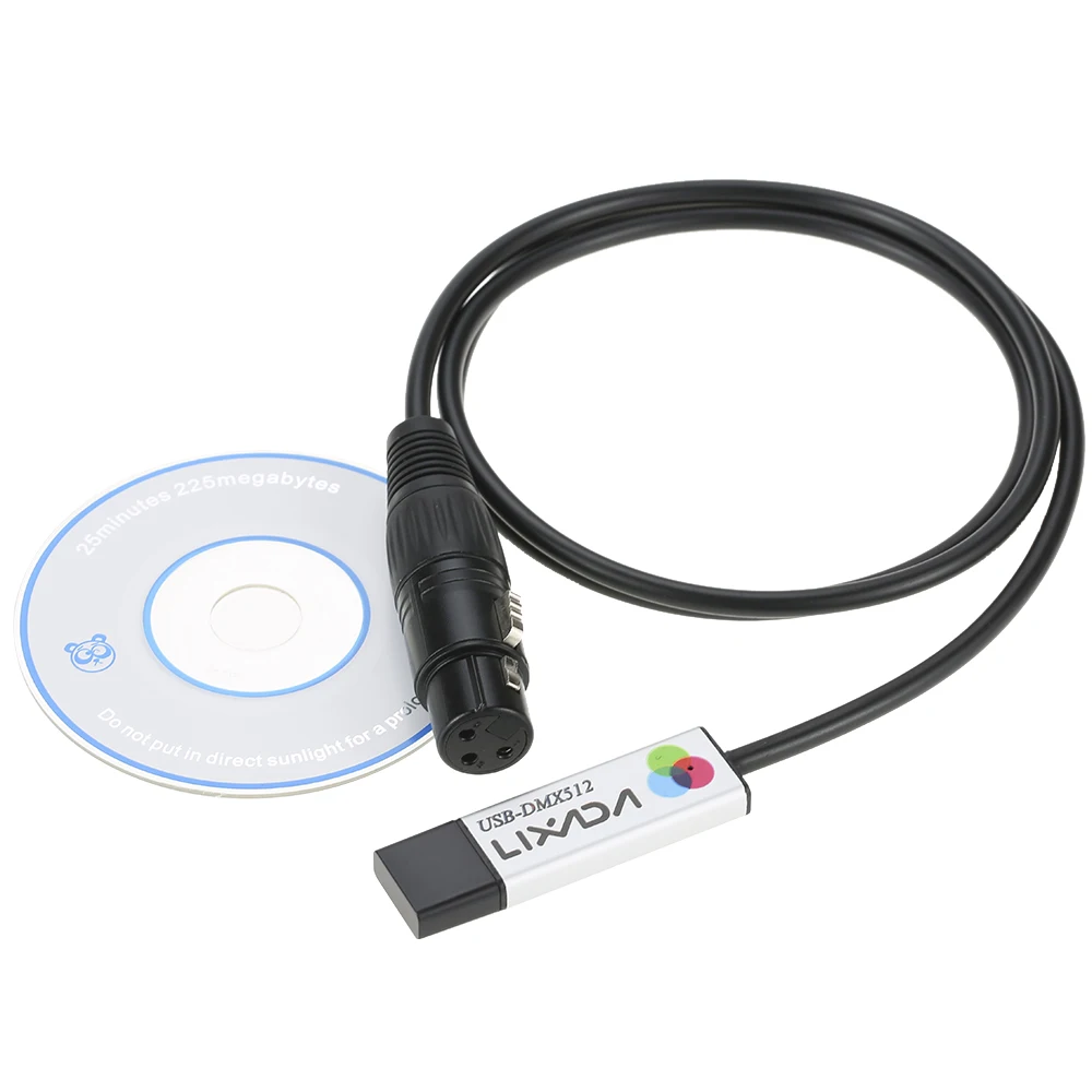 Lixada USB to DMX อะแดปเตอร์อินเทอร์เฟซ LED DMX512 คอมพิวเตอร์ PC Stage Lighting Controller Dimmer