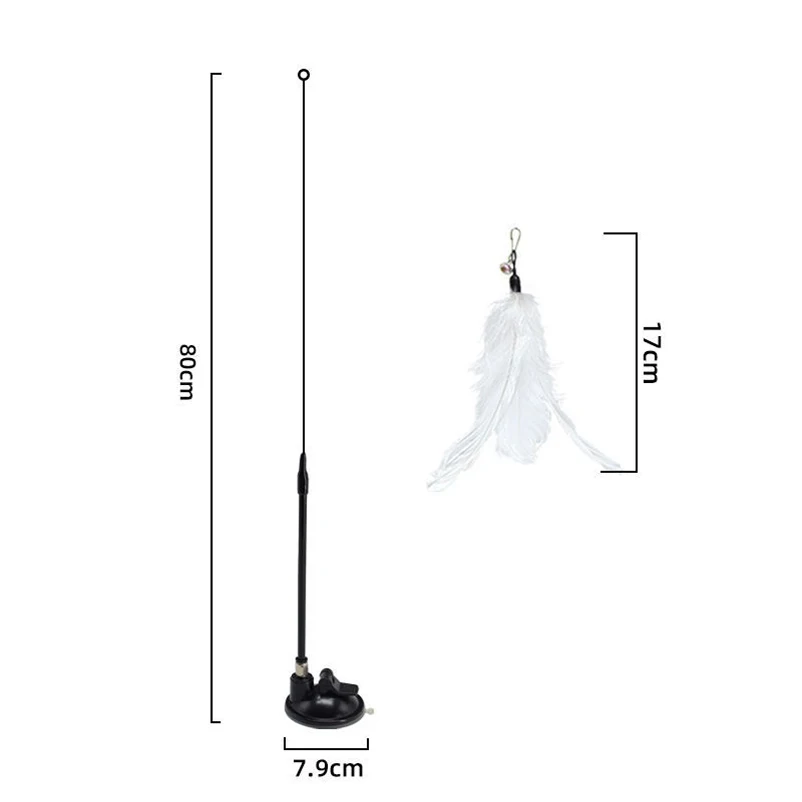 New strong suction cup cat teaser with bell long rod detachable cat self-entertainment toy