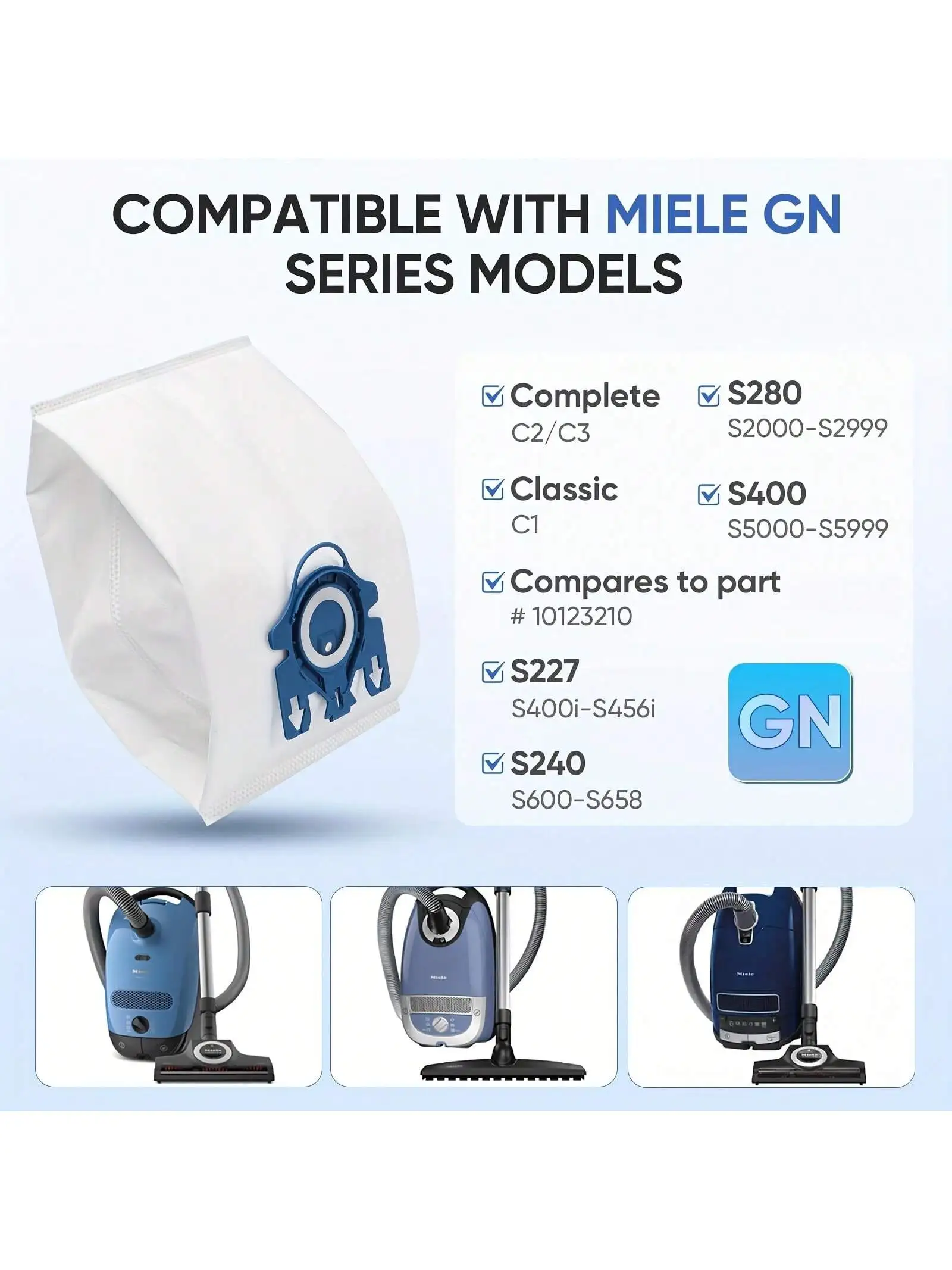 미레 진공청소기 교체용 먼지봉투 10개입 GN 클래식 C1 C2 C3 컴플리트 C2 C3 S2 S5 S8 시리즈 S227 S240 S270 호환