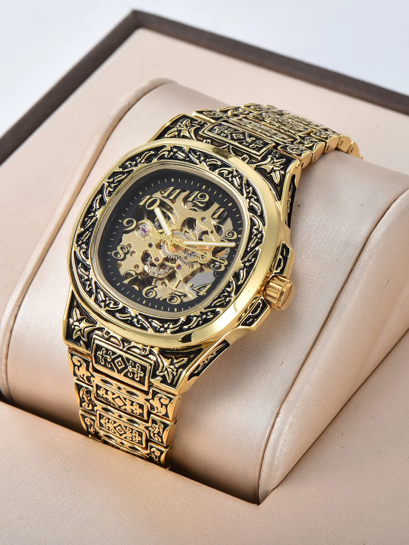 Reloj Automático LONGLUX para hombre, relojes de pulsera mecánicos retro, reloj esqueleto resistente al agua de aleación de lujo para hombre, regalo para hombre
