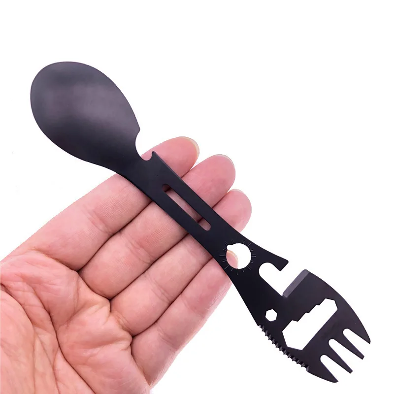 10-in-1 coltello fischietto multifunzionale campeggio all'aperto forchetta di sopravvivenza cucina chiave multifunzionale apribottiglie cucchiaio campeggio Gi