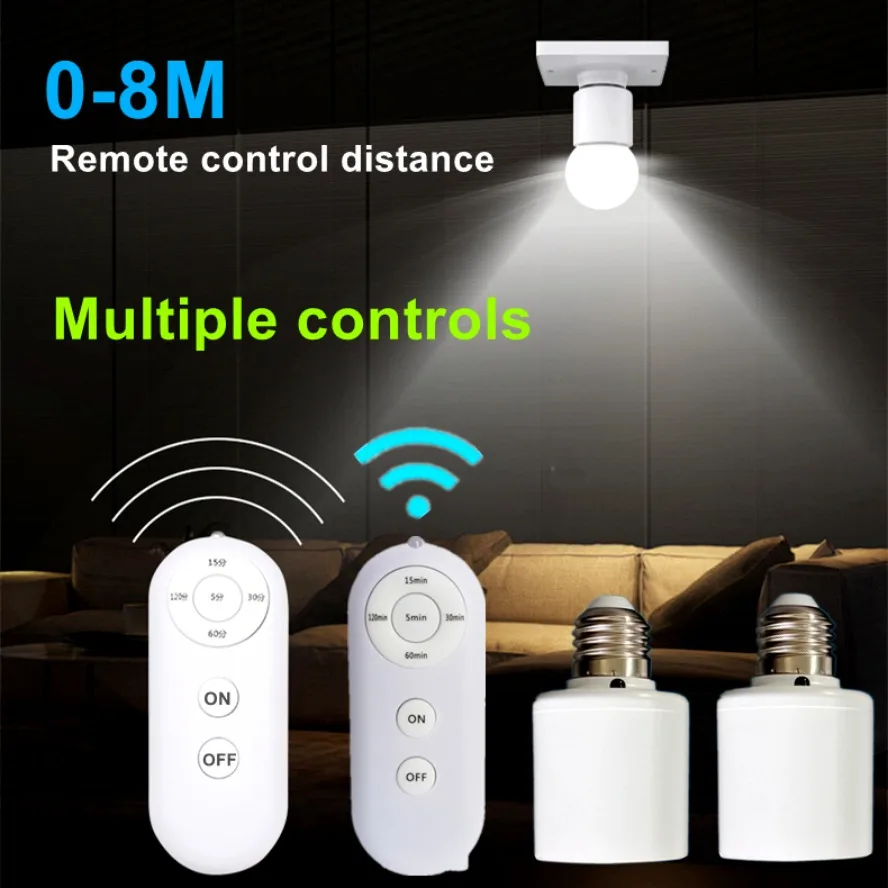 Múltiples controles E27 Control remoto inalámbrico temporizador inteligente interruptor portalámparas 220V interruptor de luz múltiple interruptor de dormitorio de habitación de bebé